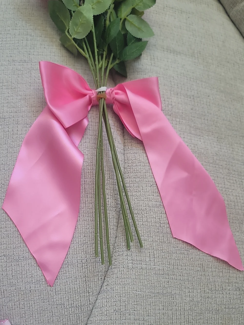 NWOT Pink Artificial Rose Bouquet with Satin Bow
